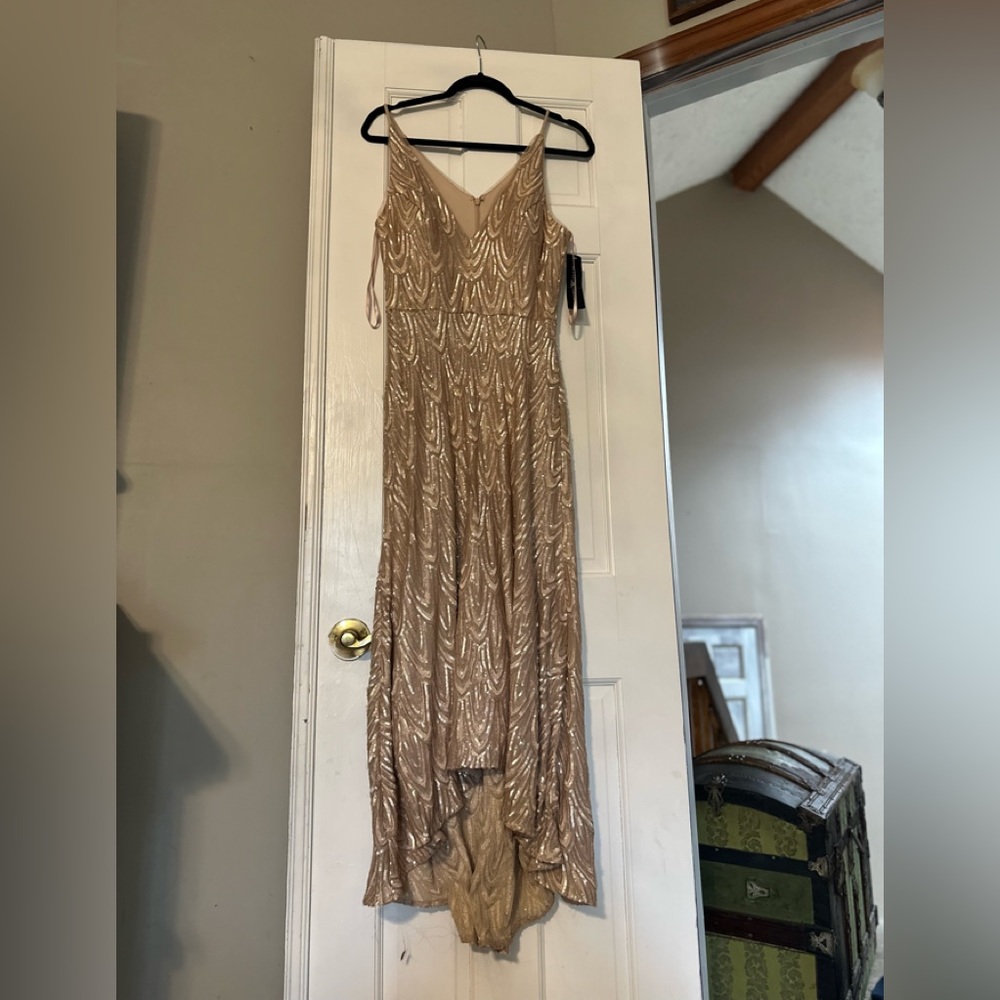 Betsey Adam Formal high low dress size 12 sequence rose gold color